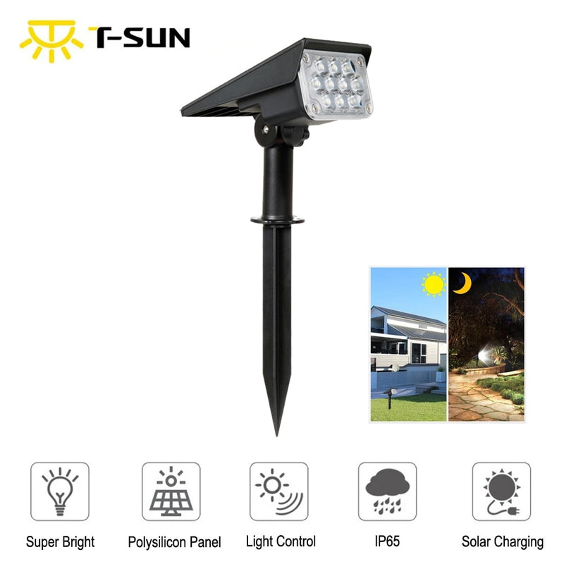 T-SUN 1-4pcs 20LED Adjustable Solar Spotlight Solar Garden Light Waterproof Super Power Landscape Light Outdoor Solar Light Lamp