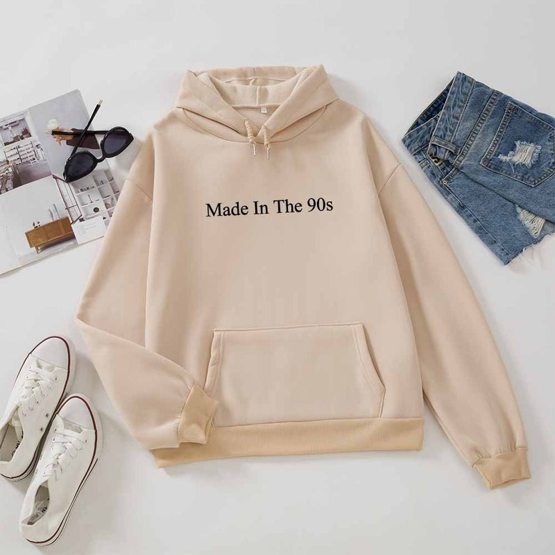 Cool Oversized Women Hoodies Made In The 90s Letter Print Sweatshirt Womens Winter Warm Streetwear Pullovers Thick Hoodie