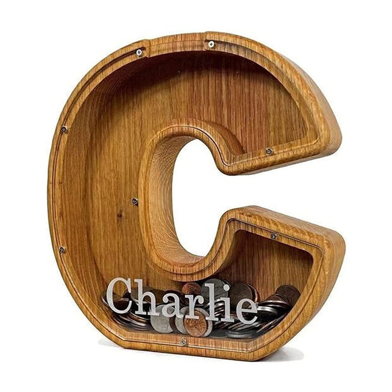 Twenty-six English Wooden Letter Piggy Bank Personalized Transparent Home Decor ornaments Money Box Large Decorative Letters