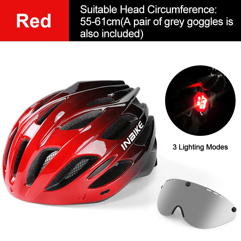 Casco de bicicleta ligero INBIKE, sombrero seguro para hombres y mujeres, casco de bicicleta MTB ultraligero con luz trasera, casco deportivo para montar en bicicleta IH19301