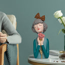 Nette kreative Blumenstrauß-Mädchen-Verzierungs-Skulptur-Statuengeschenke Wohnzimmer Fernsehschrank Blumenarrangement Moderne Hauptdekoration