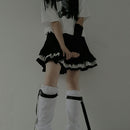 Calentadores de piernas de chica Harajuku blanco sólido Y2k señora hebilla de plástico rodilla dulce calentador de piernas estudiante moda coreana dibujar cuerda calcetín largo