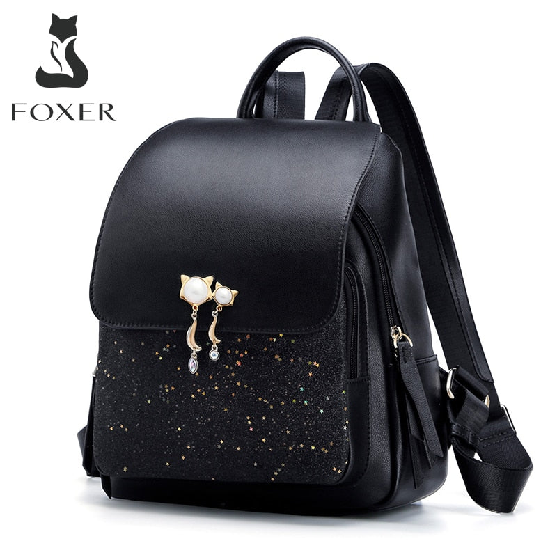 Marca FOXER, mochila de gran capacidad con cremallera de retales para mujer, nuevo diseño, bolsos universitarios para mujer, bolso de hombro escolar para chicas adolescentes