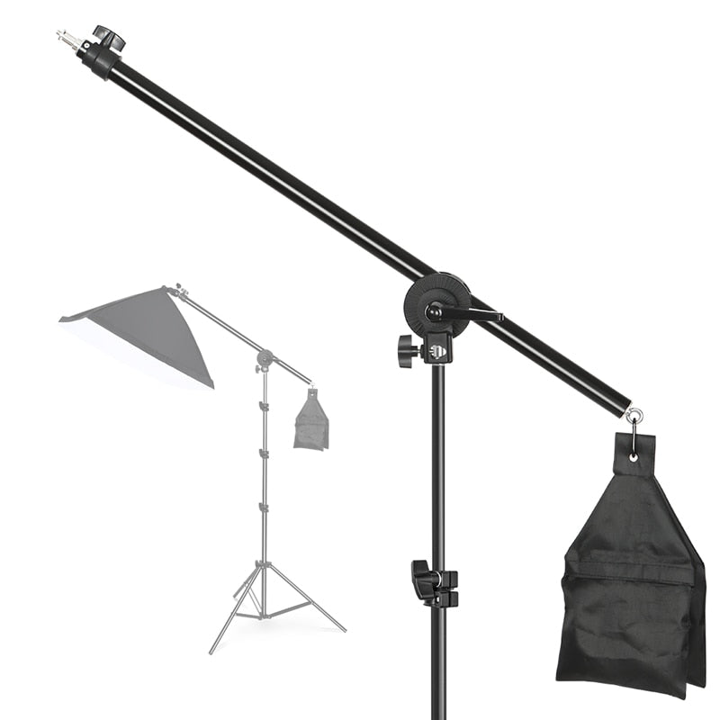 Fotostudio Verstellbarer Cantilever-Ständer Kreuzarm mit Sandsack-Schwenkklemme Verwendung für Lichtstativ-Zubehör Verlängerungsstange 135 cm