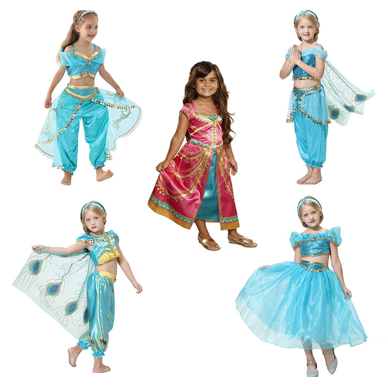 Film Mädchen Kind Sommer Jasmin Prinzessin Tanzkleid Kinder Aladdin Halloween Party Performance Kostüm Top Rock Hose Set