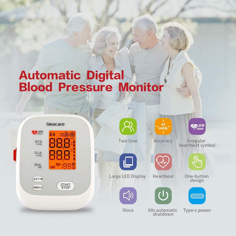 Sannuo Blood Pressure Monitor Upper Arm Blood Pressure Cuff Device Automatic Digital BP Machine Heart Rate Pulse Monitor Voice