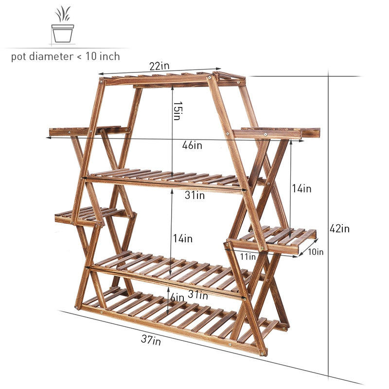 Großer dreieckiger Pflanzenständer aus Holz für den Innenbereich, 6 Etagen, Blumentopfhalter, Regal, Eckregal, Organizer-Regale