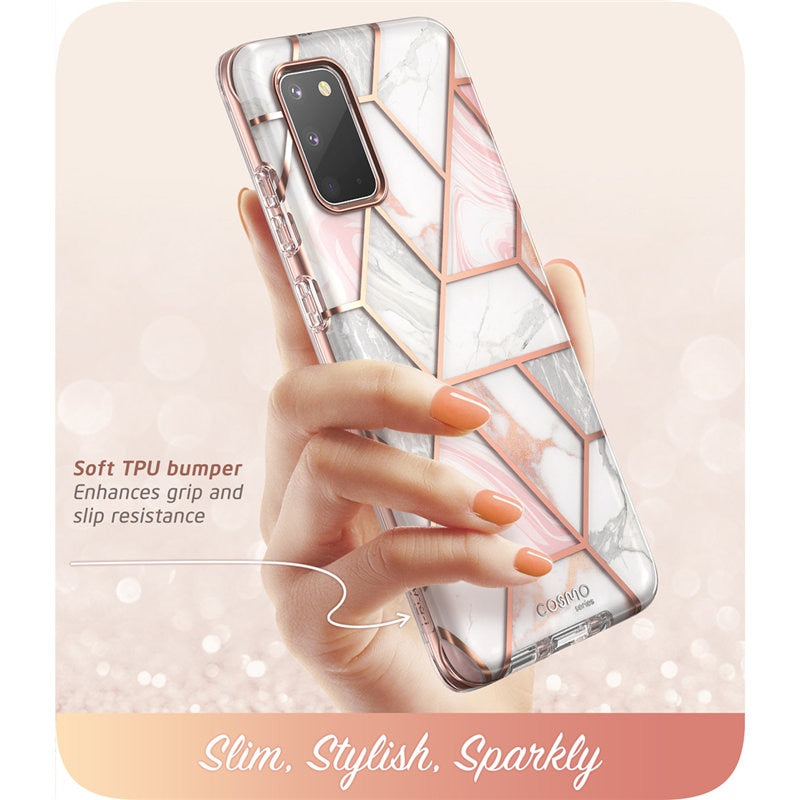 For Samsung Galaxy S20 Case / S20 5G Case i-Blason Cosmo Full-Body Glitter Marble Bumper Cover WITH Built-in Screen Protector