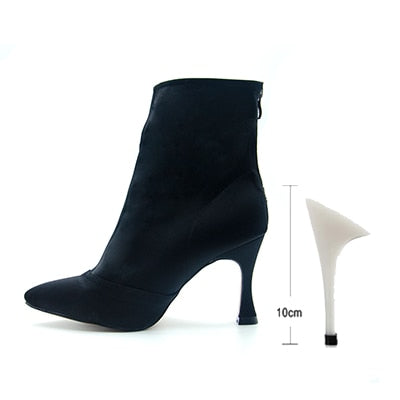 Women Dance Boots High Heel Ladies Closed Toe Elastic Cloth Modern Dance Shoes Gilrs Soft Sole Latin Dancing Shoes For Party