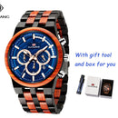 Mix Sandal Wood Men Sport Relojes Reloj de pulsera de madera Reloj de bambú de madera para hombres Correa de madera Cuarzo Husband Cronógrafo Relogio