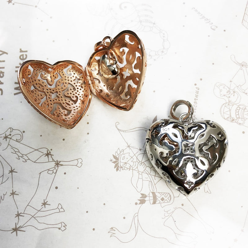 Colgante amor corazón medallón moda Glam 925 joyería de plata esterlina estilo europeo accesorios alma regalo para mujer