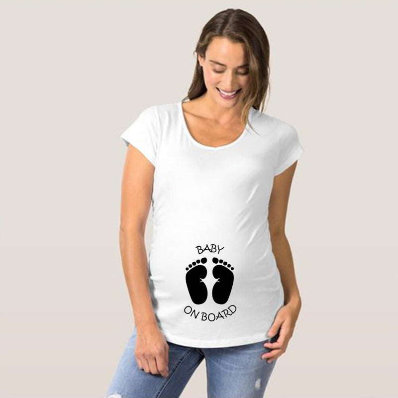 Baby printing Pregnant Women T-Shirt Funny Pregnancy Shirts for Trendy Moms Cute Pattern Print Maternity Shirt Short Sleeve Tops