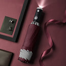 Paraguas automático LED con rayas reflectantes, paraguas de luz Led inversa, almacén ruso invertido plegable no automático