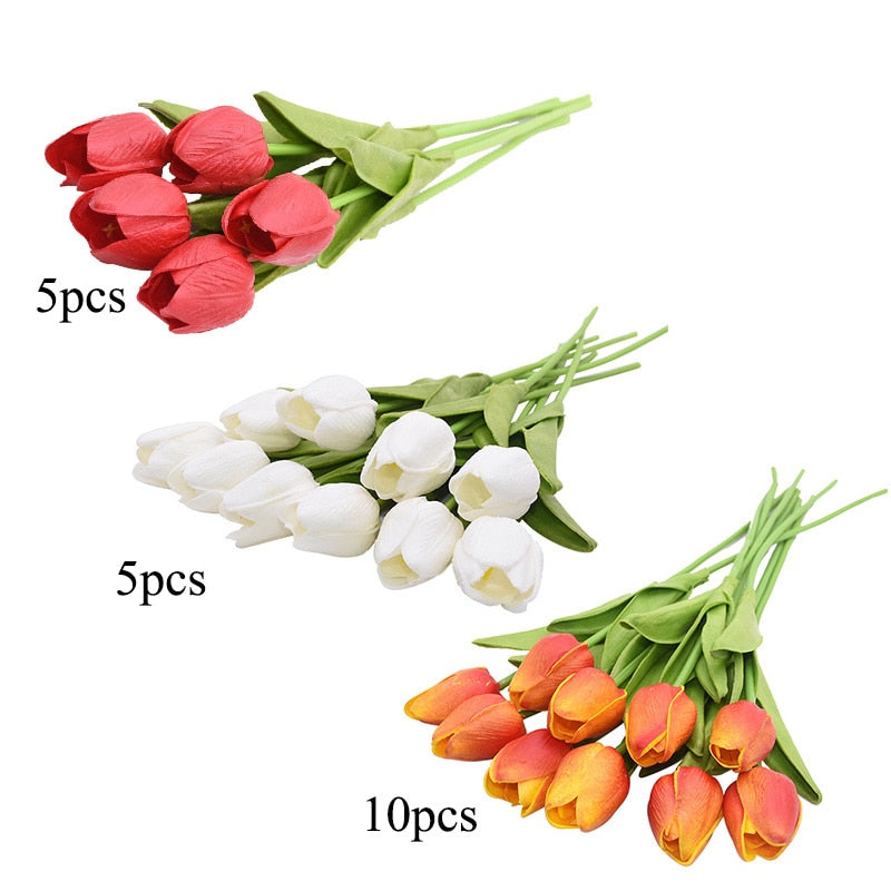 20pcs Mix Tulip Artificial Flower Real Touch Artificial Bouquet Fake Flower for Wedding Decoration Flowers Home Garden Decor