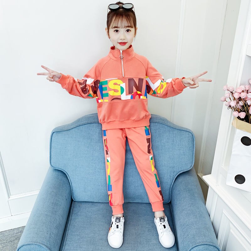 2019 Autumn Girls Clothing Sets Children Tracksuit Fashion Zipper Coat And Pant Set Kids Clothes Set Carnival Girl Sports Suit