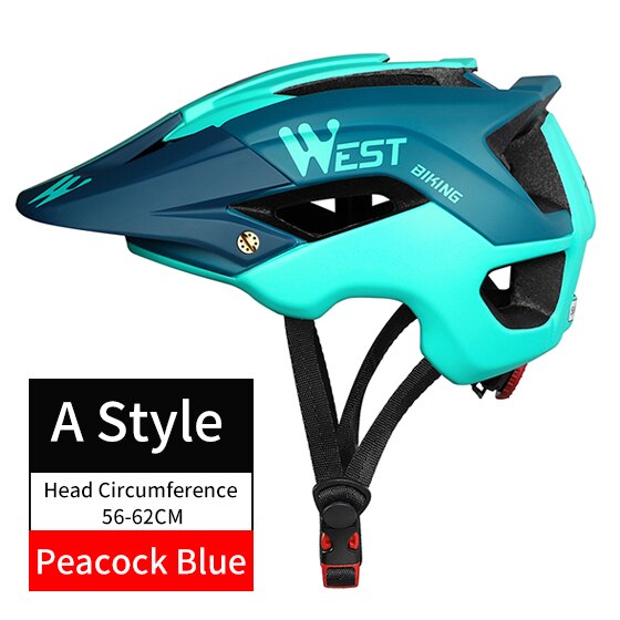 WEST BIKING Casco de bicicleta 56-62cm Transpirable Ultraligero MTB Casco de ciclismo de montaña moldeado integralmente Casco de seguridad para bicicleta