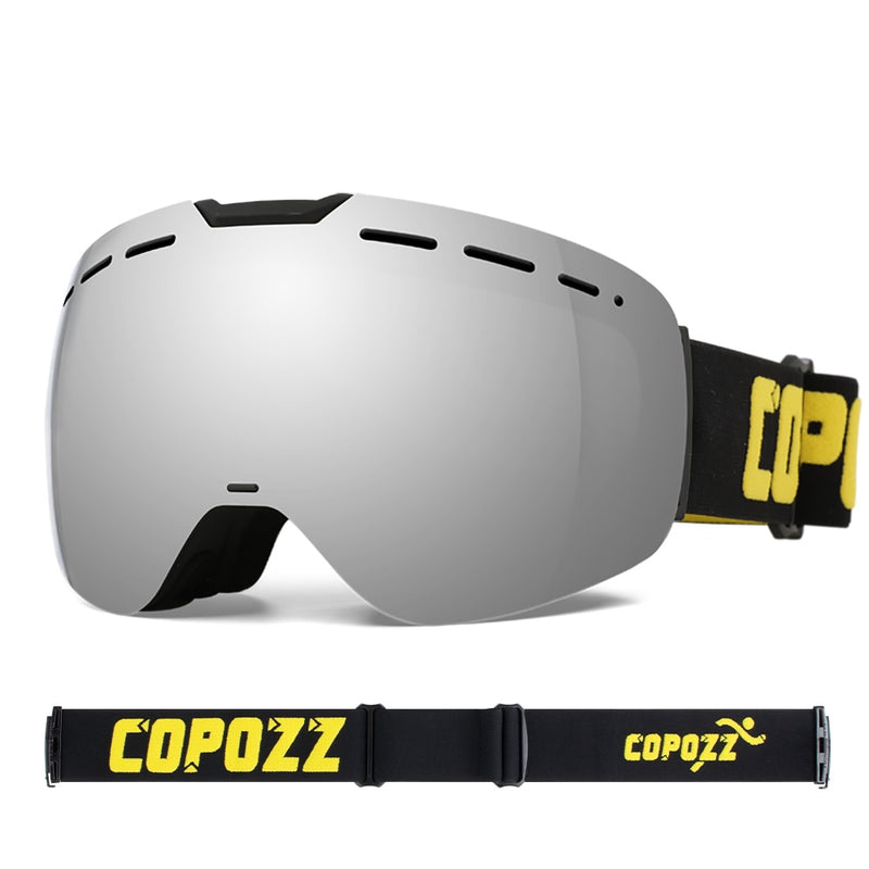 COPOZZ Frameless Ski Goggles with Magnetic Lens Skateboard Skiing Anti-fog UV400 Snowboard Goggles Men Women Ski Glasses Eyewear