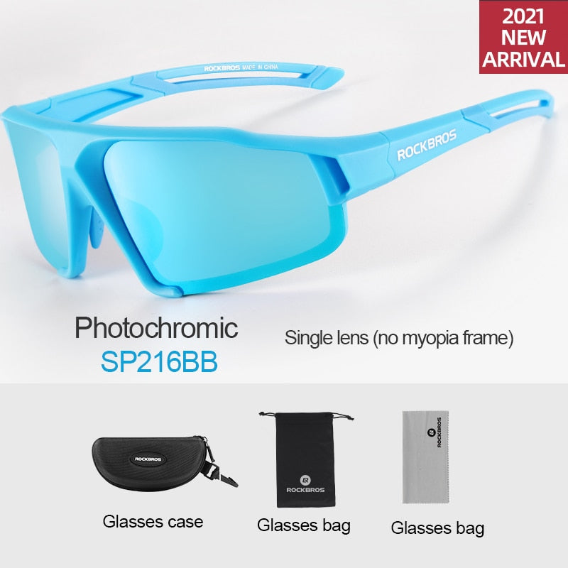 ROCKBROS Polarized Photochromic Cycling Glasses Bike Glasses Outdoor Sports MTB Bicycle Sunglasses Goggles Eyewear Myopia Frame