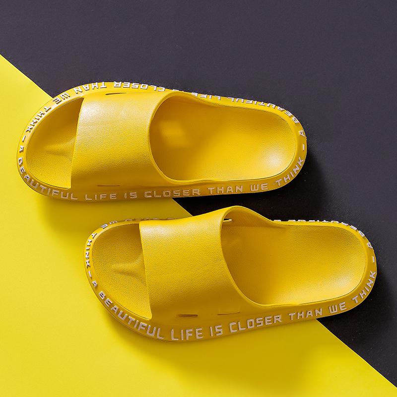 Women Men Summer Slippers Beach Slide Sandals Flip Flops Words Soft Sole Thick Bottom Comfort Ladies Couples Bathe Shoes