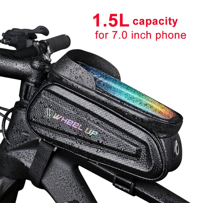 Bike Bag Frame Front Top Tube Cycling Bag Reflective Waterproof 7.0in Phone Case Touchscreen Bag MTB Pack Bicycle Accessories