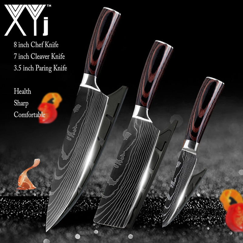 Kitchen Knife Set Stainless Steel Knife Holder Gift Knife Cover Santoku Utility Cleaver Bread Paring Nakiri Knives Cutter Tools