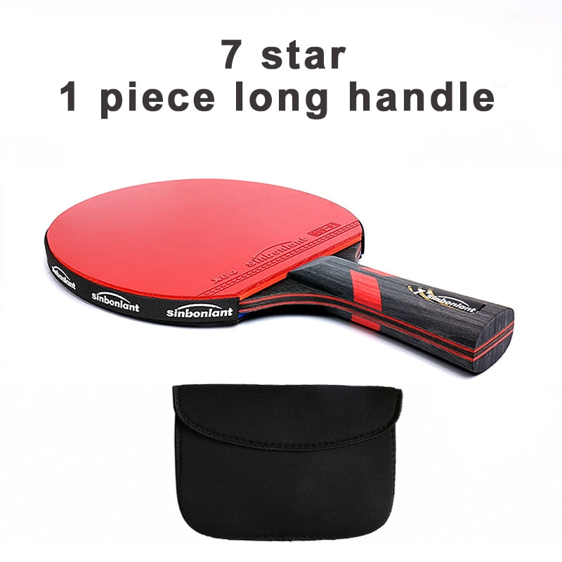 Raqueta de tenis profesional, hoja de carbono de mango largo corto, goma con granos de doble cara en raquetas de Ping Pong con estuche