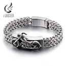 Fongten Retro Mesh Bracelet Men Stainless Steel Motorcycle Biker Charm Man Bracelets Fashion Jewelry