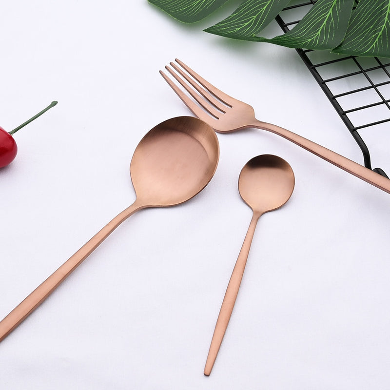 24Pcs Gold Matte Dinnerware Cutlery Set Stainless Steel Flatware Set Dinner Kniffe Fork Spoon Silverware Set Kitchen Tableware