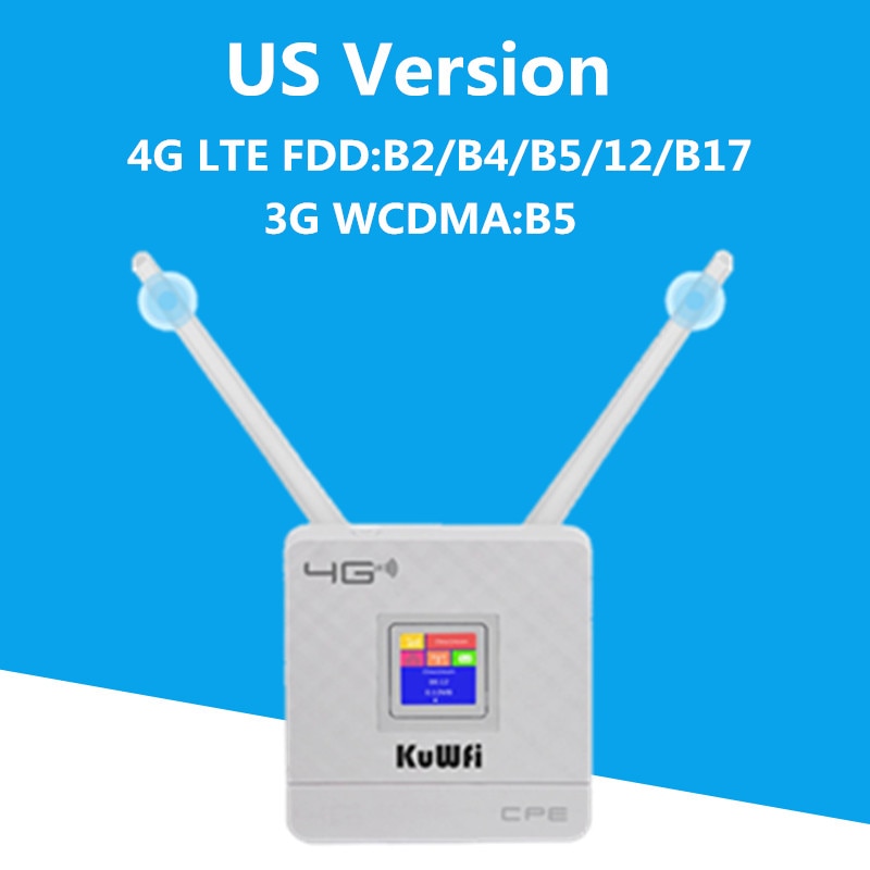 KuWfi 4G LTE CPE WLAN-Router CAT4 150Mbps Wireless Router Unlocked 4G LTE SIM WLAN-Router mit externer Antenne WAN/LAN RJ45