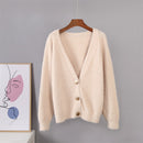 Hirsionsan Elegant Long Sleeve Mohair Sweater Women 2020 New Single-Breasted Female Short Cardigan Soft Flexible Knitted Outwear