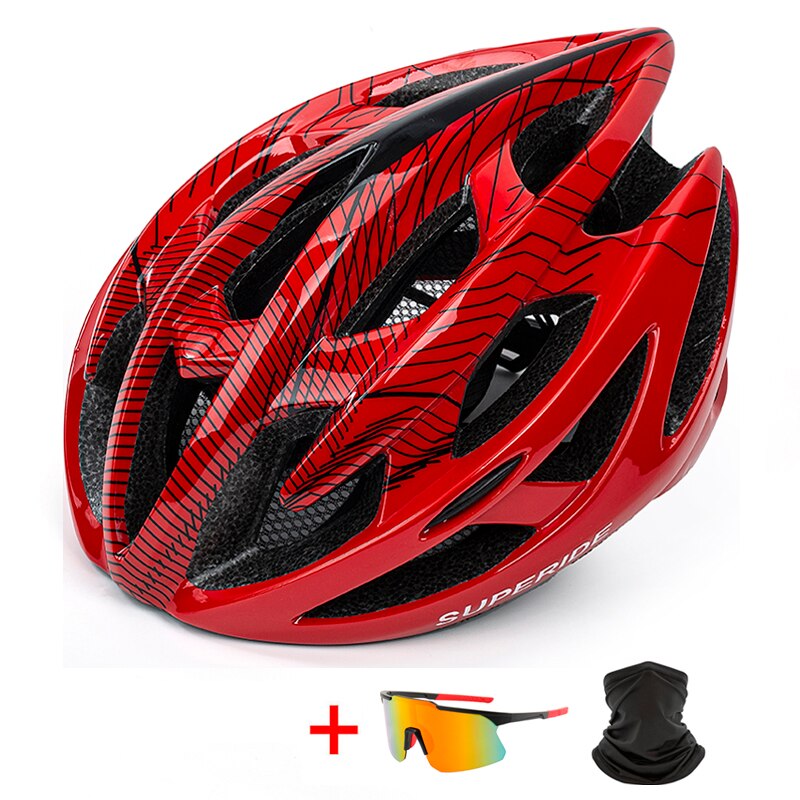 SUPERIDE Outdoor Road Bike Mountain Bike Helmet with Rearlight Ultralight DH MTB Bicycle Helmet Sports Riding Cycling Helmet