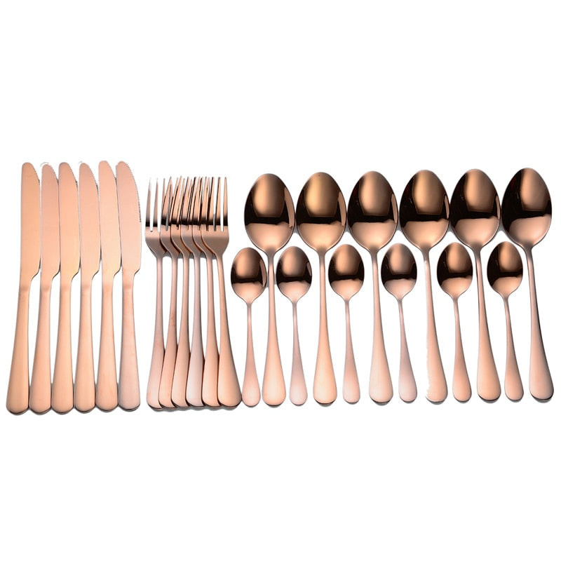 Tableware 24 Pcs Rainbow Cutlery Stainless Steel RainbowCutlery Set Tableware Set Fork Spoon Knife Set Gift Dinnerware Set Box