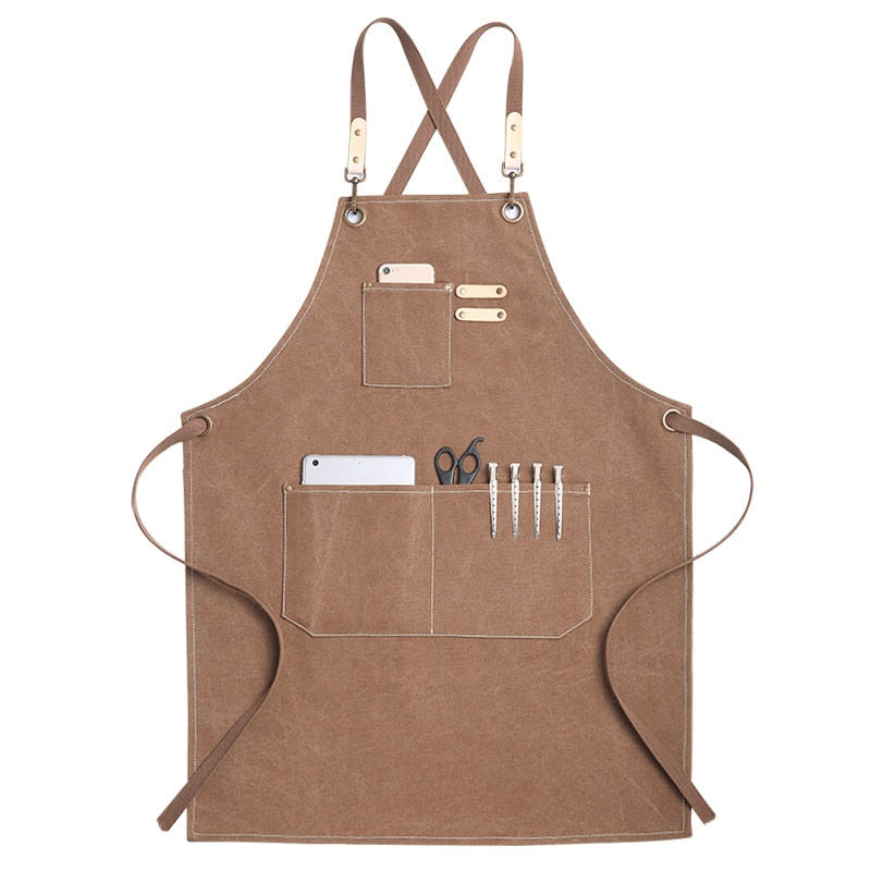 2021 New Thick Canvas Unisex Apron Bib Chef Kitchen Aprons for Women Men Coffee Shop Barber BBQ Bib working uniform