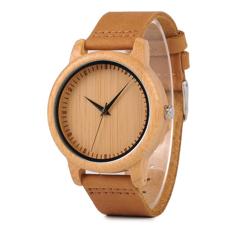 BOBO BIRD Bamboo Man Watch Leather Men's Wristwatch Quartz Wrist Watch 2020 Simple Woman Watches Clock Wooden Timepieces