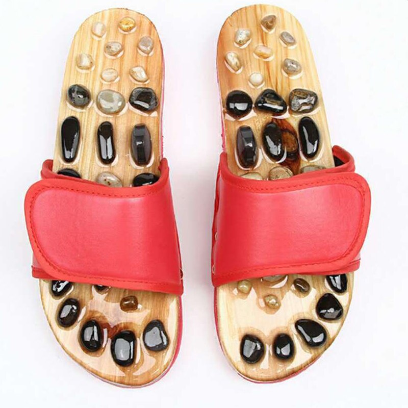 Natural Pebble Stone Foot Massager Slippers Reflexology Care Blood Activating Foot Acupuncture Point Massage Shoes For Men Women