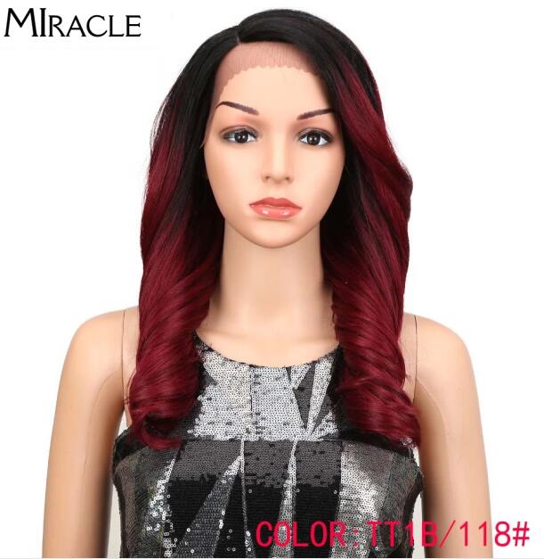Miracle 20&quot; High Temperature Fiber Hair Omber Gold Wavy Hair Long Loose Wavy Wigs Blonde Synthetic Lace Wig For Black Women