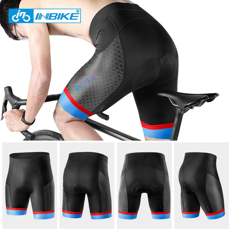 INBIKE 3D almohadilla gruesa pantalones cortos de ciclismo a prueba de golpes MTB pantalones cortos de bicicleta de verano para hombres pantalones cortos de bicicleta de carretera medias reflectantes SA003