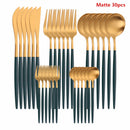 Western Cutlery Set 30 Piece Tableware Set Stainless Steel Dinnerware Black Spoon Fork Knife Dinner Set Complete Home Flatware