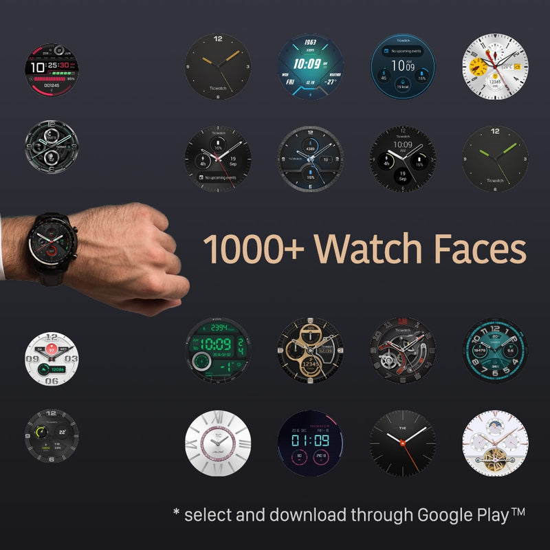 TicWatch Pro 3 GPS Wear OS Smartwatch Herren Sport/Smartwatch Dual-Layer Display Snapdragon Wear 4100 8GB 3 bis 45 Tage Akku