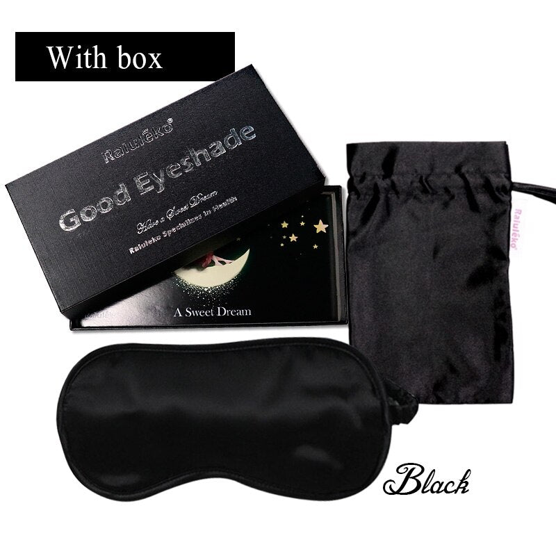 100% Natural Mulberry Pure Silk Sleep Rest Eye Mask Padded Shade Cover Travel Relax Aid Blindfolds 4 Colors Eyeshade with Box