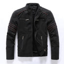 Chaqueta de piel sintética para hombre, forro polar cálido para invierno, cortavientos para motocicleta, chaquetas de cuero PU para hombre, chaquetas bordadas con múltiples bolsillos