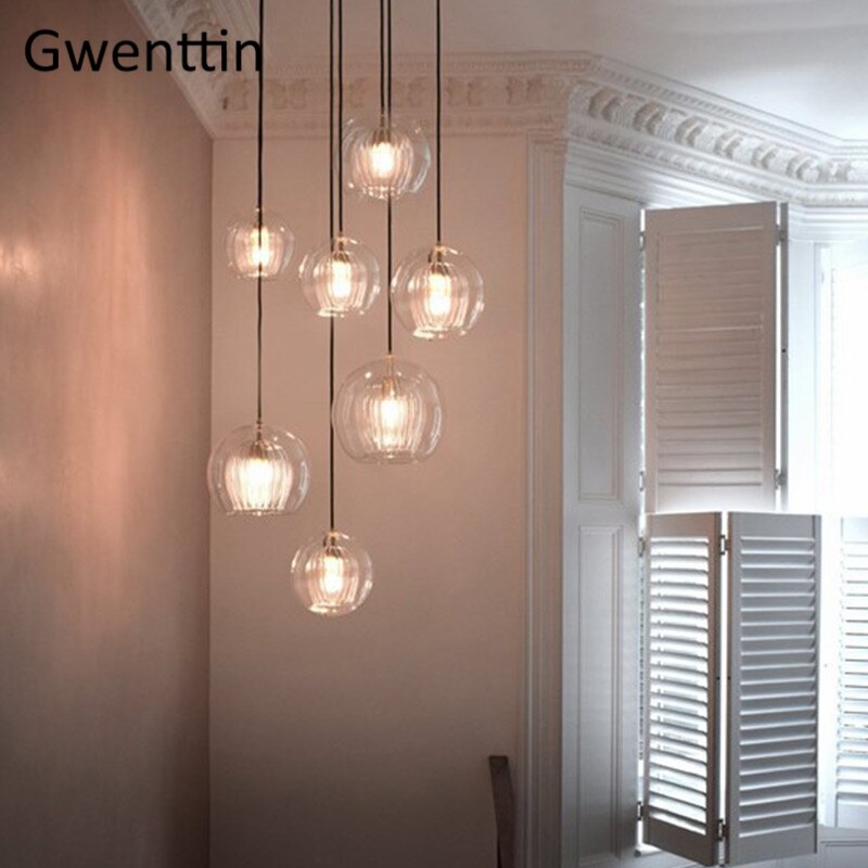 Lámpara colgante Led de cristal nórdico, luces colgantes modernas para cocina, barra, lámpara Industrial, accesorios de iluminación para comedor y sala de estar, decoración del hogar