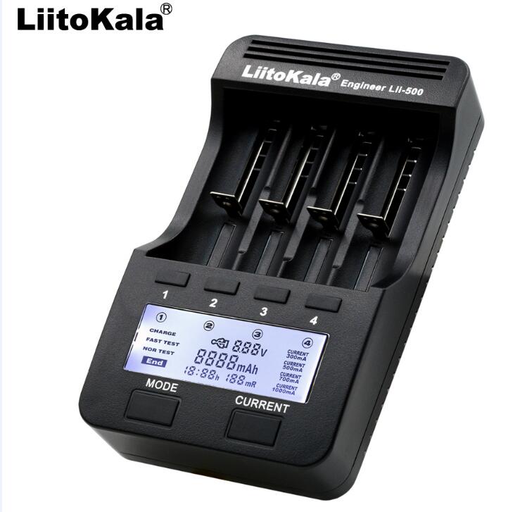 Liitokala Lii-500 LCD Battery Charger, Charging 18650 3.7V 18350 18500 16340 25500 10440 14500 26650 1.2V AA AAA NiMH Battery