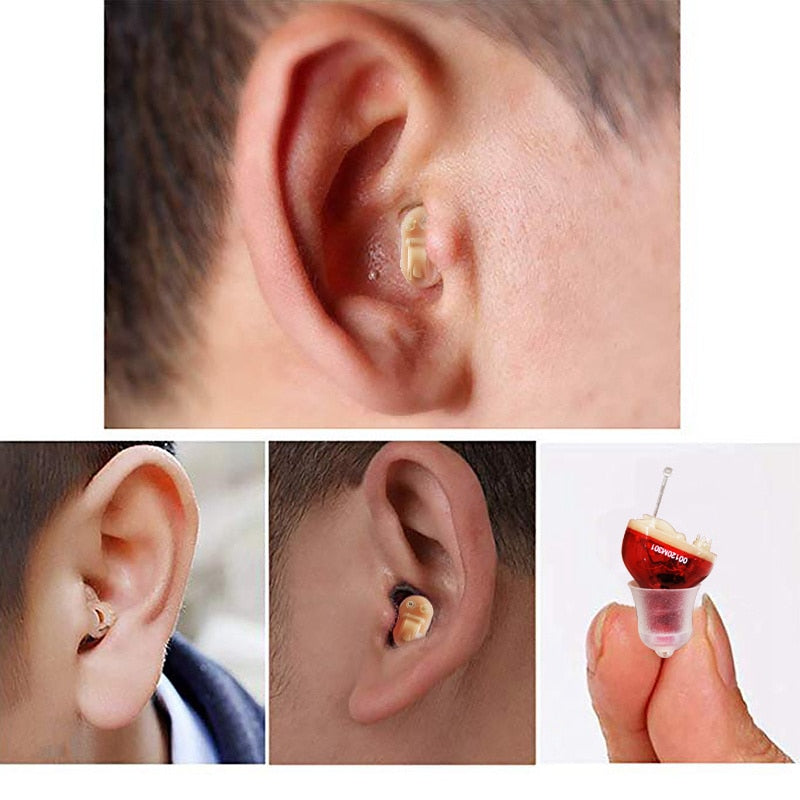 Audífonos Pequeño oído interno Invisible Audífono Ajustable Inalámbrico Mini CIC Oreja izquierda / derecha Mejor amplificador de sonido Pérdida auditiva