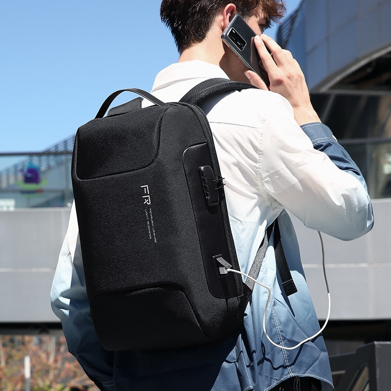 Fenruien Wasserdichter 15,6-Zoll-Laptop-Rucksack für Männer, USB-Aufladung, Schultasche, Anti-Diebstahl-Rucksack, männlich, Reiserucksäcke 2020 Neu