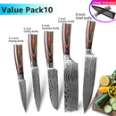 Kitchen Knife 1-9pcs Chef Knives 7CR17 440C High Carbon Stainless Steel Damascus Drawing Gyuto Cleaver Set Slicer Santoku Knife