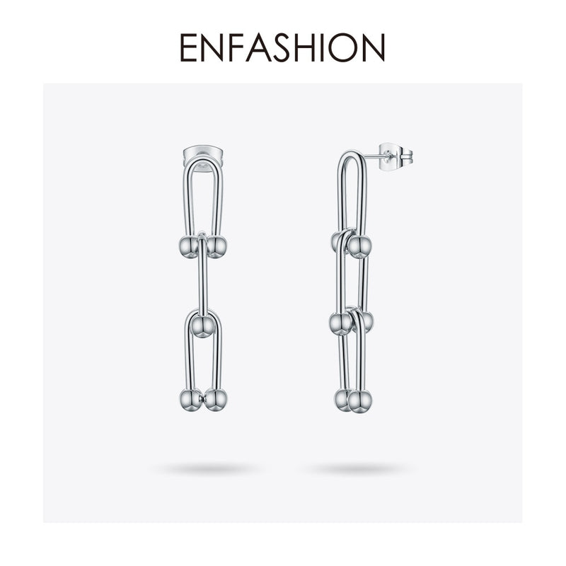 ENFASHION Hollow Link Chain Drop Earrings For Women Stainless Steel Bead Dangle Earings Fashion Jewelry 2020 Pendientes E201159