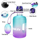 QuiFit 128oz 73oz 43oz 1 Gallon Water Bottle With Time Markings Filter Net Fruit Infuse BPA Free Motivational Sports Drink Jug