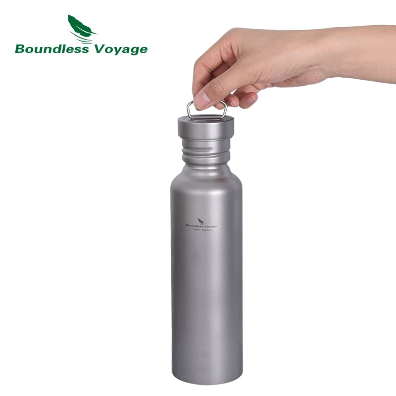 Botella de agua de titanio Boundless Voyage con tapa de titanio Camping al aire libre Ciclismo Senderismo Vajilla Vasos 25.6oz / 750ml