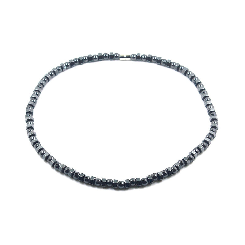 New Black Vintage Magnetic Hematite Beaded Energy Healing Therapy Healthy Necklace for Men and Women HN022